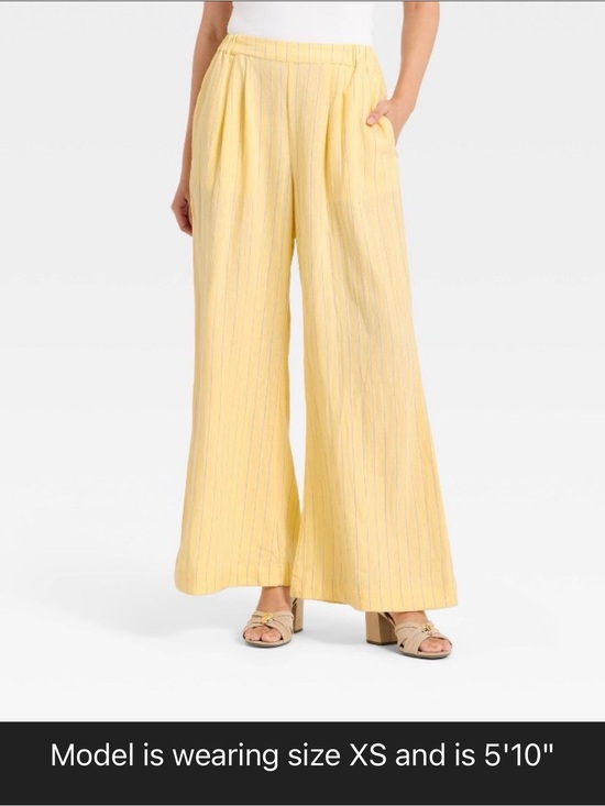 a new day Pants - a new day Yellow Pinstripe Wide-Leg Pants